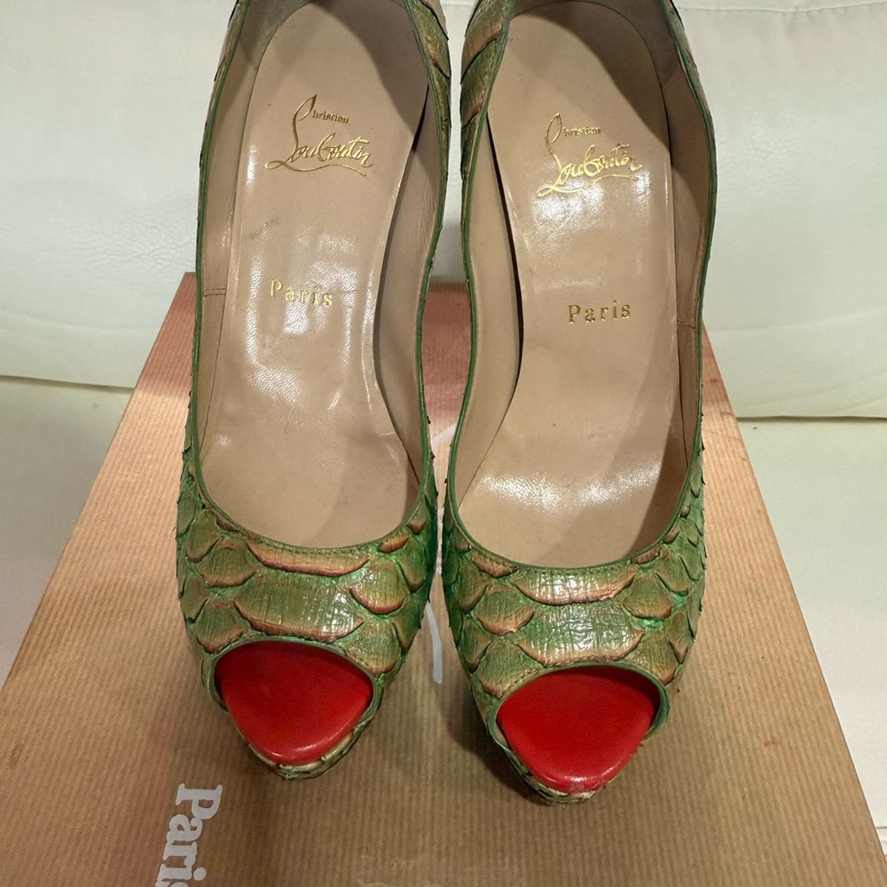 Christian Louboutin Lady Peep Python Pump
